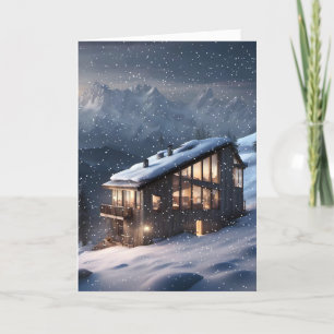 Christmas Mountain Cabin Feestdagen Kaart