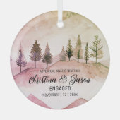 Christmas Mountain Hiking Verloving roze groen Glas Ornament (Voorkant)