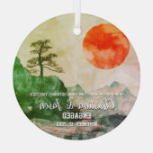 Christmas Mountain Sun Hiking Paar Verloving Glas Ornament (Achterkant)