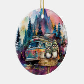 Christmas Mountain Waterverf Pas getrouwd paar Keramisch Ornament (Rechts)