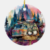 Christmas Mountain Waterverf Pas getrouwd paar Keramisch Ornament (Achterkant)