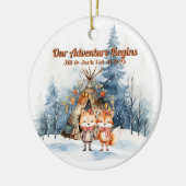 Christmas Mountain Waterverf Pas getrouwd paar Keramisch Ornament (Links)