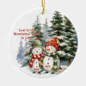 Christmas Mountain Waterverf Pas getrouwd paar Keramisch Ornament (Voorkant)