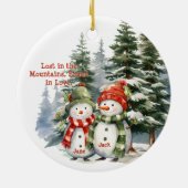 Christmas Mountain Waterverf Pas getrouwd paar Keramisch Ornament (Achterkant)