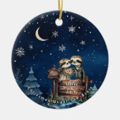 Christmas Mountain Waterverf Pas getrouwd paar Keramisch Ornament (Voorkant)