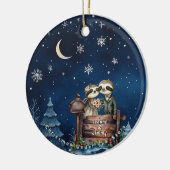 Christmas Mountain Waterverf Pas getrouwd paar Keramisch Ornament (Links)