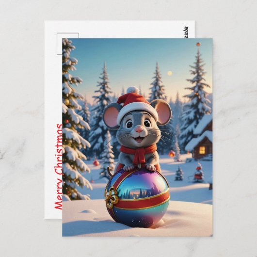 Christmas Mouse Briefkaart (Voorkant / Achterkant)