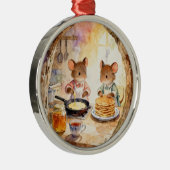 Christmas Mouse Couple Metalen Ornament (Rechts)