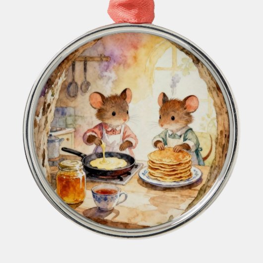 Christmas Mouse Couple Metalen Ornament (Voorkant)