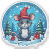 Christmas Mouse Custom-Cut Vinyl Sticker (Voorkant)