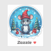 Christmas Mouse Custom-Cut Vinyl Sticker (Vel)