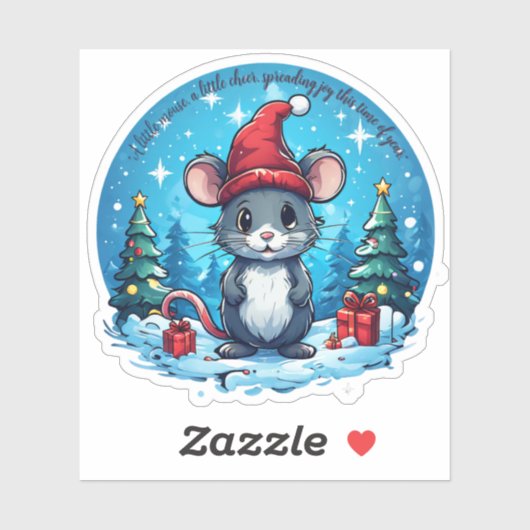 Christmas Mouse Custom-Cut Vinyl Sticker (Vel)