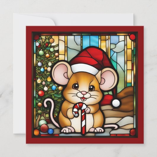 Christmas Mouse Faux Glas in lood (Voorkant)
