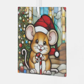 Christmas Mouse Faux Glas in lood Glas Ornament (Voorkant links)