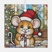 Christmas Mouse Faux Glas in lood Glas Ornament (Voorkant)