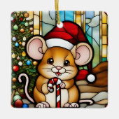 Christmas Mouse Faux Glas in lood Keramisch Ornament (Voorkant)
