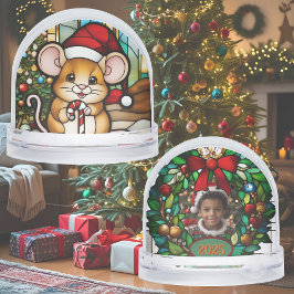 Christmas Mouse Faux Glas in lood Sneeuwbol