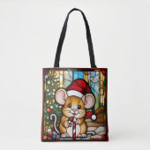 Christmas Mouse Faux Glas in lood Tote Bag (Voorkant)
