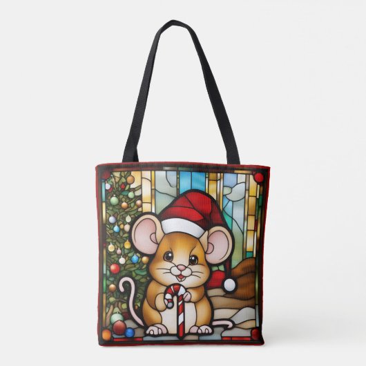 Christmas Mouse Faux Glas in lood Tote Bag (Achterkant)