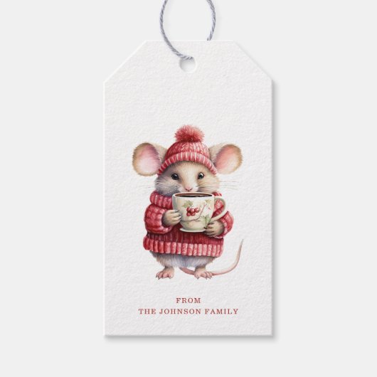 Christmas Mouse Gift Labels Cadeaulabel (Voorkant)
