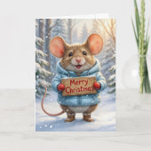Christmas Mouse In Winter Forest Kaart (Voorkant)