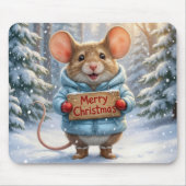 Christmas Mouse In Winter Forest Muismat (Voorkant)