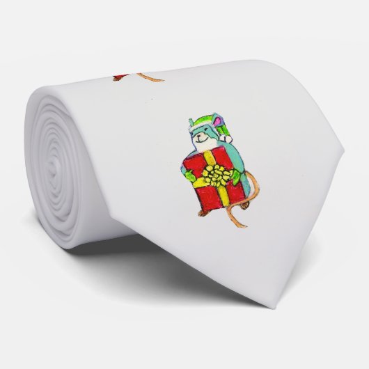 CHRISTMAS MOUSE MET GIFT-stropdas Stropdas (Opgerold)