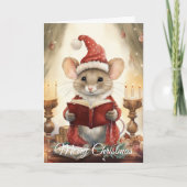 Christmas Mouse reading Feestdagen Kaart (Voorkant)