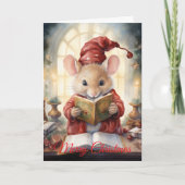Christmas Mouse reading Feestdagen Kaart (Voorkant)