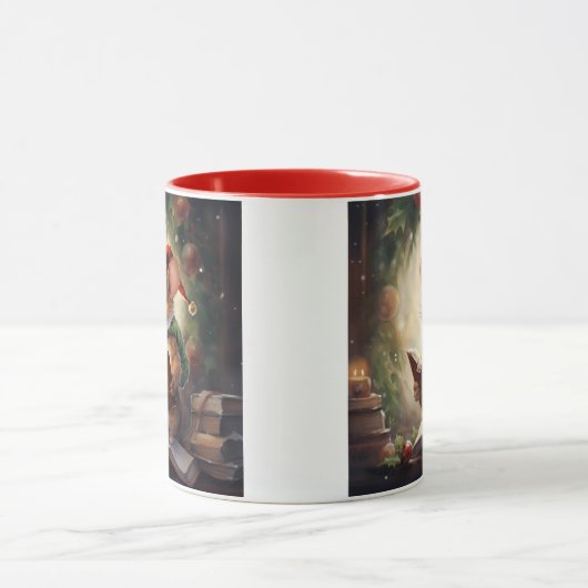 Christmas Mouse reading Mok (Midden)