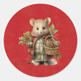 Christmas Mouse Ronde Sticker