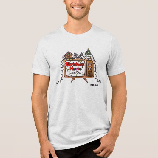 Christmas Movie Junkie 2025 Tri-Blend Shirt (Voorkant)
