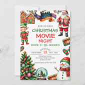 Christmas Movie Night Holiday Party Invitation Kaart (Voorkant)