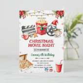 Christmas Movie Night party invitation Kaart (Staand voorkant)