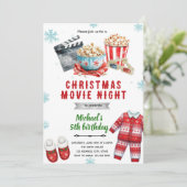 Christmas movie popcorn Invitation Kaart (Staand voorkant)