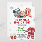 Christmas movie popcorn Invitation Kaart (Voorkant / Achterkant)