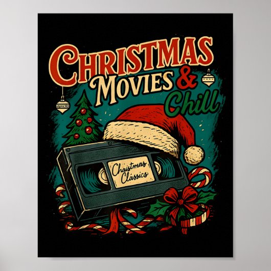 Christmas Movies Chill Retro Vhs Holiday Nostalgia Poster (Voorkant)