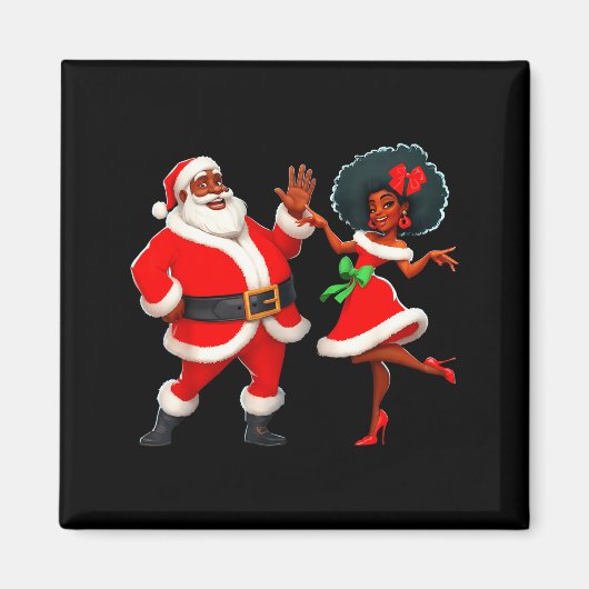 Christmas Mr Santa Mrs Claus Dancing African Ameri Magneet (Voorkant)