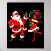 Christmas Mr Santa Mrs Claus Dancing African Ameri Poster (Voorkant)