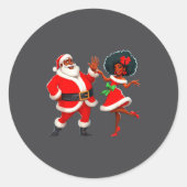 Christmas Mr Santa Mrs Claus Dancing African Ameri Ronde Sticker (Voorkant)