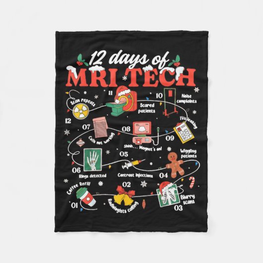 Christmas Mri Tech 12 Days Of Mri Technician New M Fleece Deken (Voorkant)