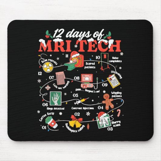 Christmas Mri Tech 12 Days Of Mri Technician New M Muismat (Voorkant)