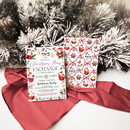 Christmas Mug Gift Exchange Party Invitation Kaart