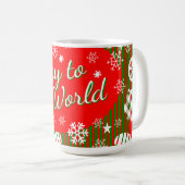 Christmas Mug – Joy to the World Red & Green Koffiemok (Voorkant rechts)
