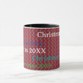Christmas Mug Red, Green, Blue Stars /Custom Text Mok (Midden)