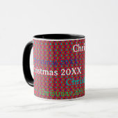 Christmas Mug Red, Green, Blue Stars /Custom Text Mok (Voorkant links)
