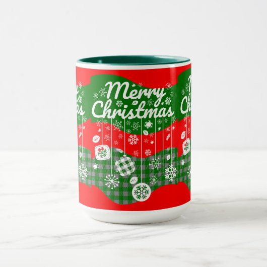 Christmas Mug – White Ornaments & Merry Christmas  Mok (Midden)