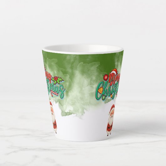 Christmas Mug with Santa – Merry Christmas Latte Mok (Voorkant)