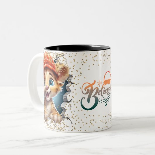 Christmas Mugs | Merry Christmas Mug | Christmas Tweekleurige Koffiemok (Voorkant links)