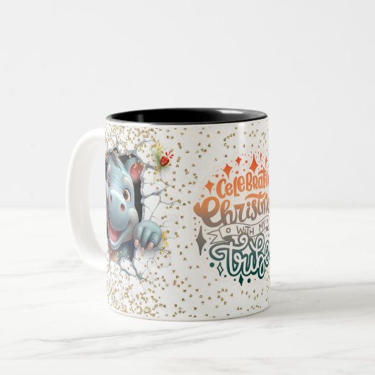 Christmas Mugs | Merry Christmas Mug | Christmas Tweekleurige Koffiemok (Voorkant links)